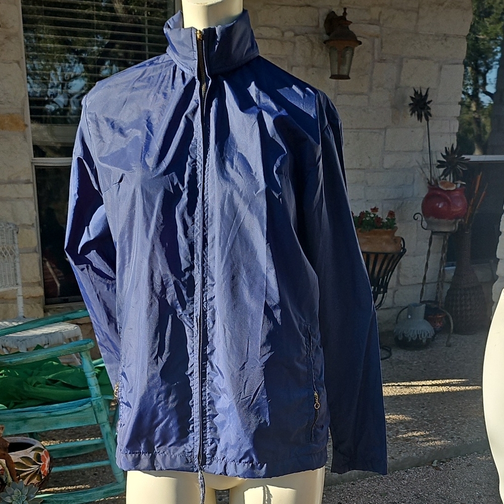 Vintage ASPEN SKI WEAR Blue Nylon Hideaway Collar Nylon Windbreaker Jacket S